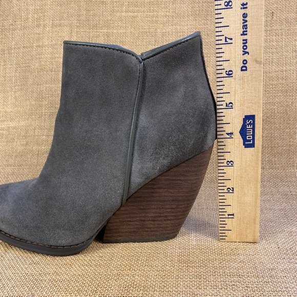 Grey booties wedges ankle boots leather suede zipper women’s 8 - Picture 5 of 12